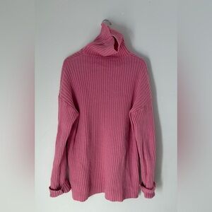 The Frankie Shop Pink Ribbed Turtleneck Sweater